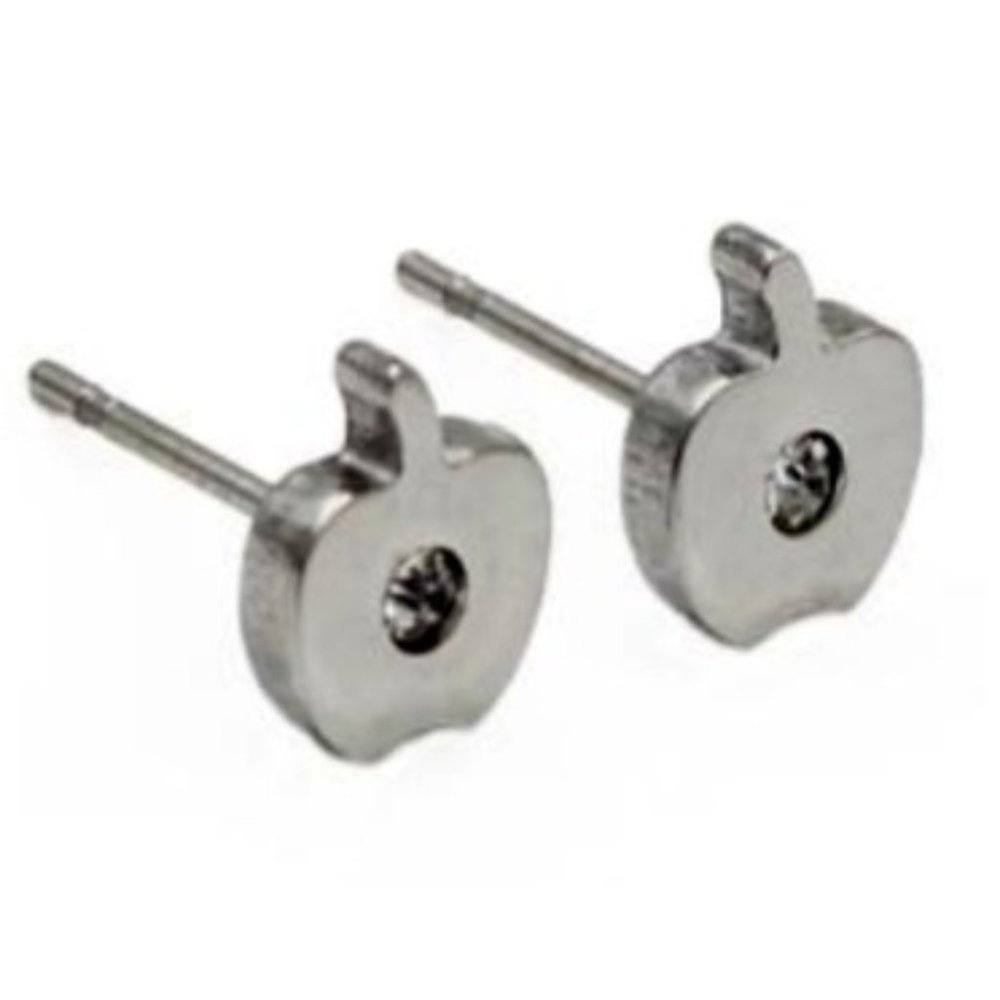 High-Quality Stainless Steel Silver Cubic Zirconia Studded Apple Earrings